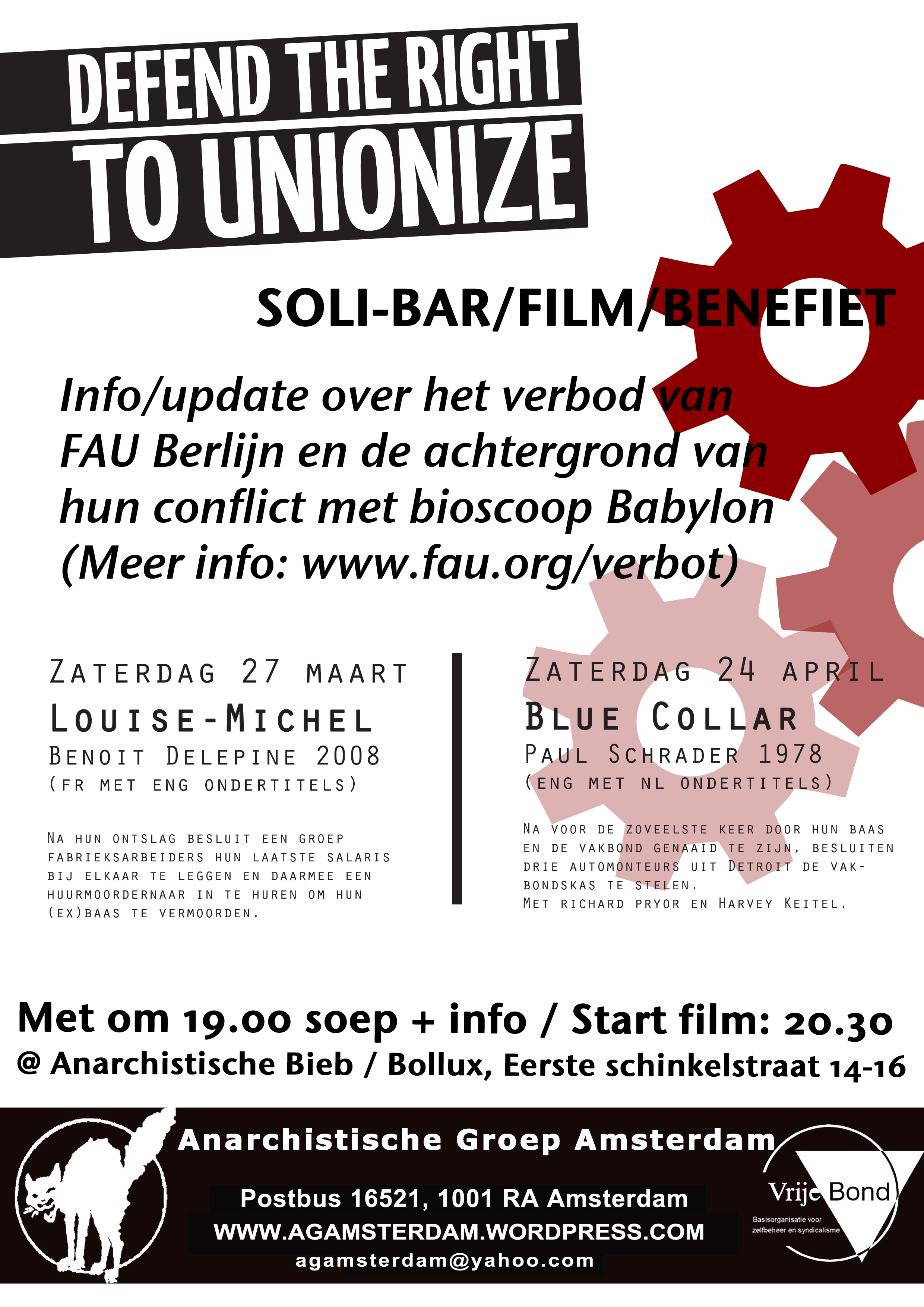 Solidariteits bijeenkomsten voor FAU Berlijn in Amsterdam