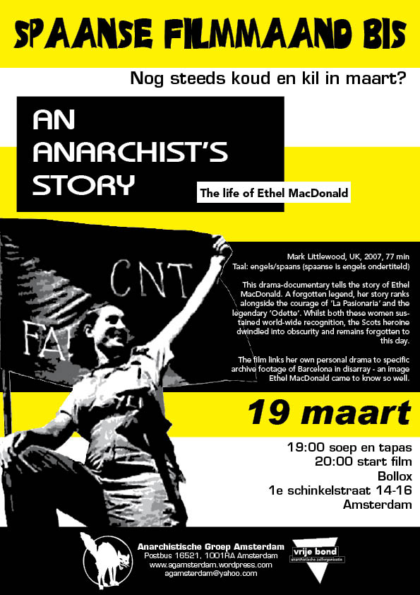 Spaanse filmmaand Bis: An Anarchist’s Story, the life of Ethel MacDonald