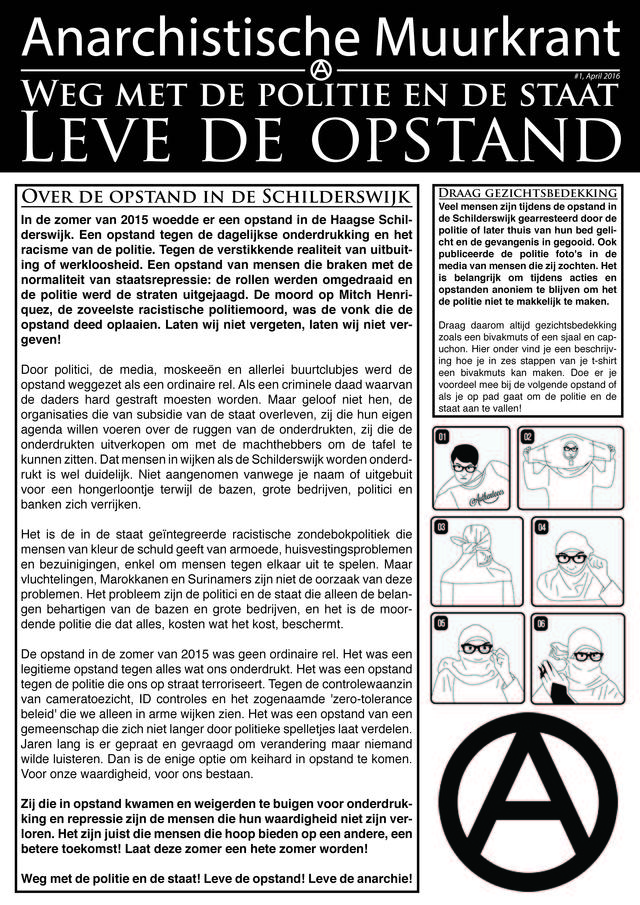 Anarchistische Muurkrant verspreid. Één arrestatie voor