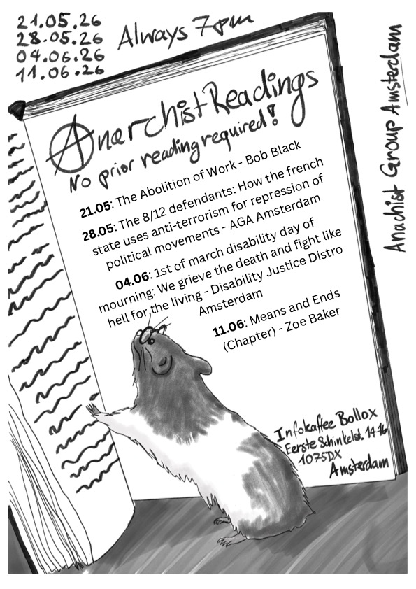 Weekly zine readings in the Anarchist Library — Infokafee Bollox, Amsterdam